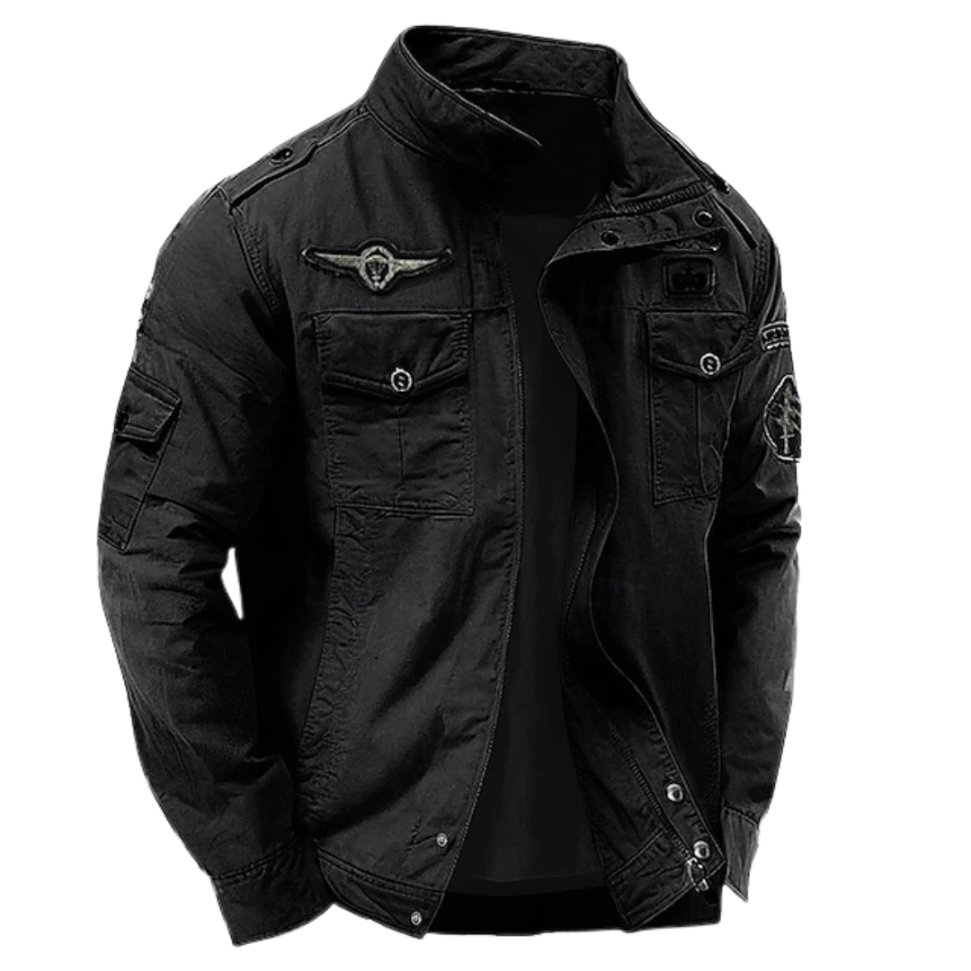 Veste militaire Marcel pour homme, coloris noir