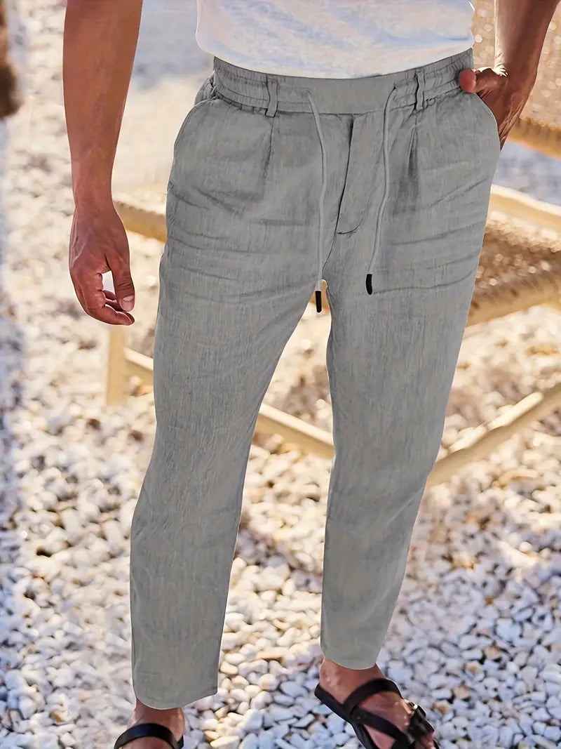 Clément™ | Pantalon large en lin avec cordon
