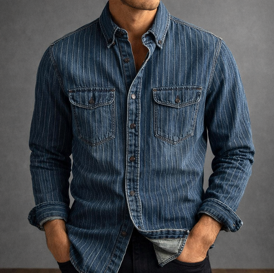 CHEMISE À RAYURES MANCHES LONGUES POUR HOMME