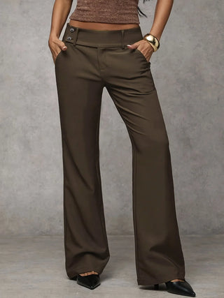 Pantalon large Odile, coloris marron