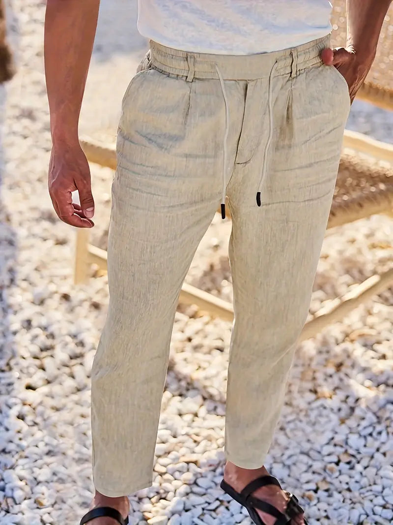 Clément™ | Pantalon large en lin avec cordon