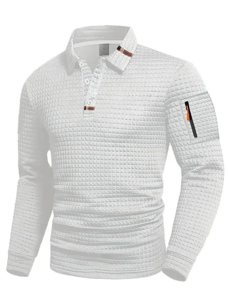 POLO À MANCHES LONGUES TEXTURÉE