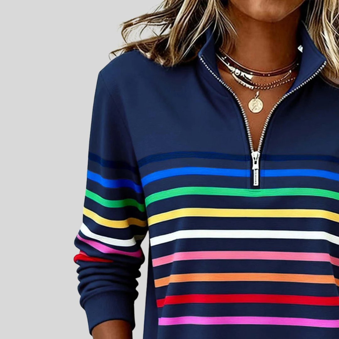Prismette™ | Sweat-shirt à col zippé coloré à rayures