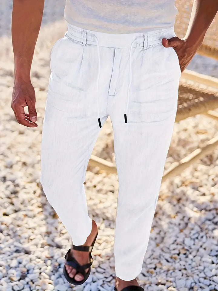 Clément™ | Pantalon large en lin avec cordon