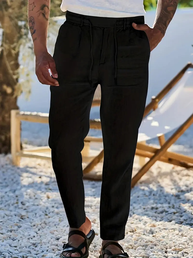 Clément™ | Pantalon large en lin avec cordon