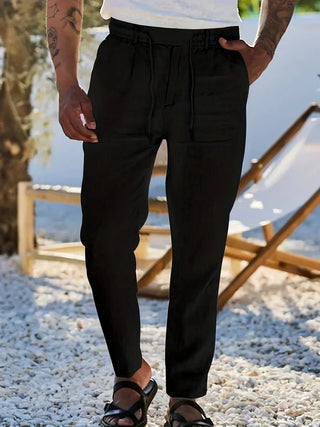 Clément™ | Pantalon large en lin avec cordon