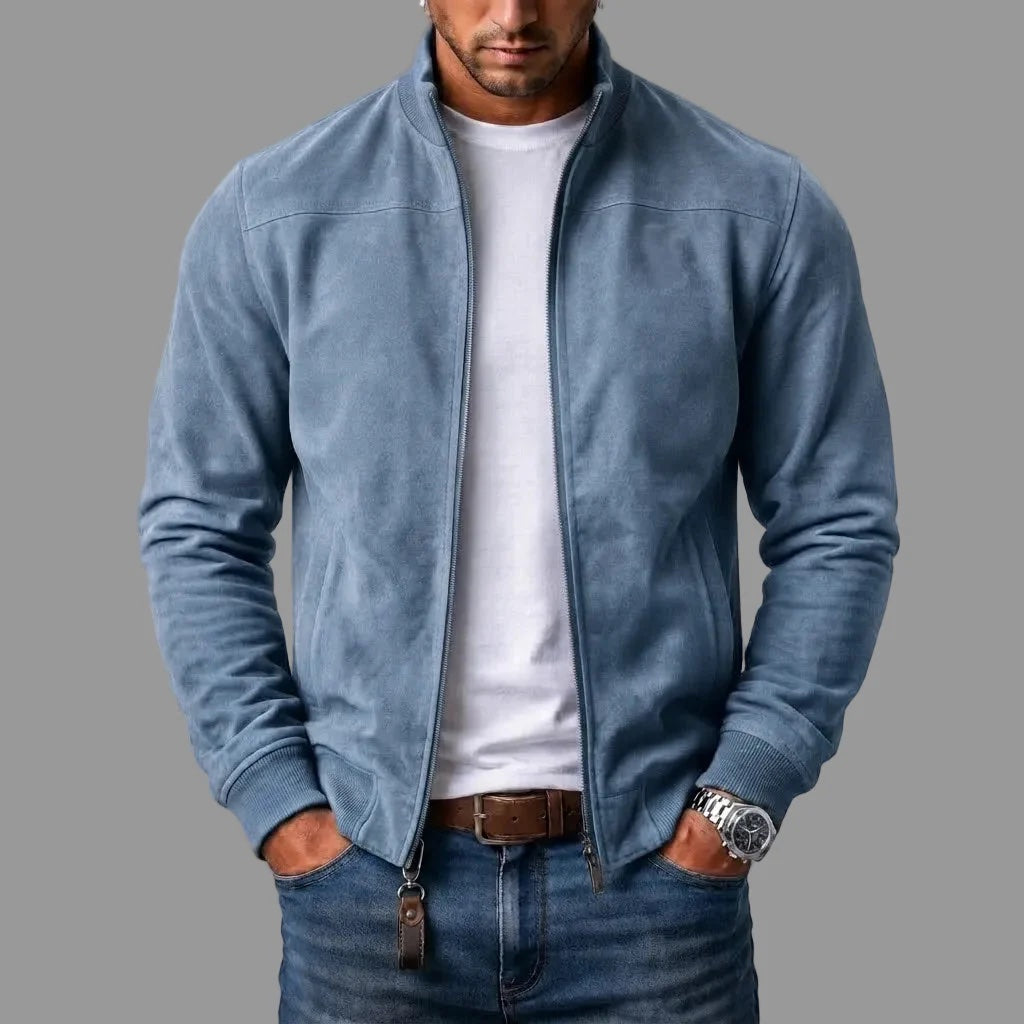 Lucien™ blouson bomber effet daim – bleu clair