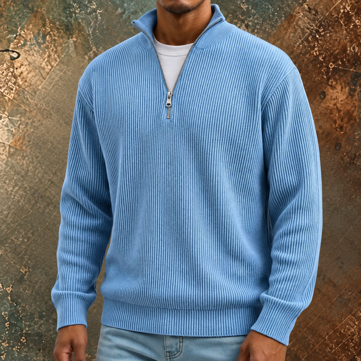 Laurent™ | Pull à col montant demi-zippé et manches longues