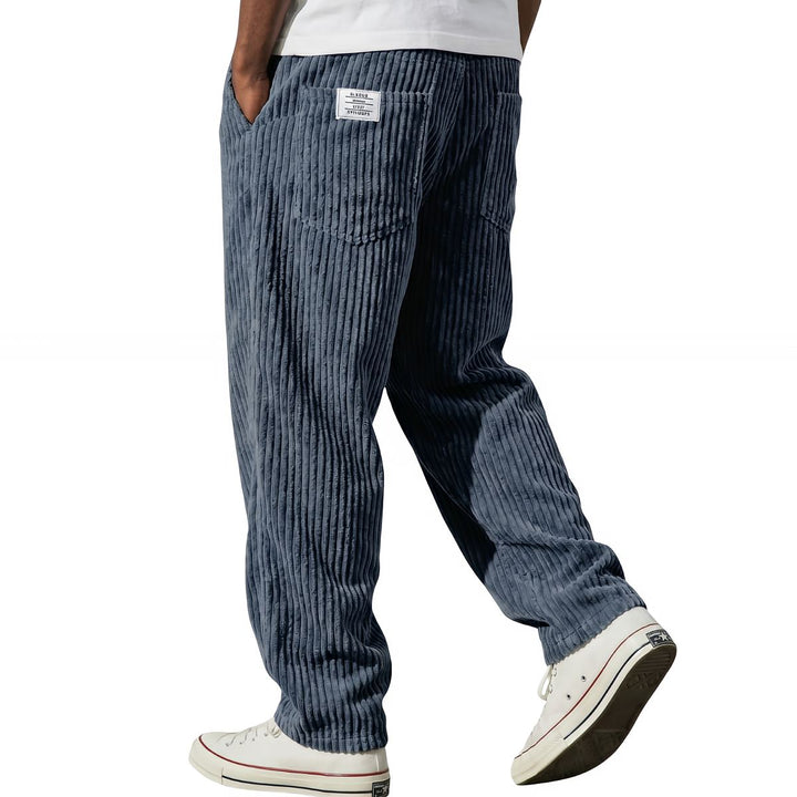 Pantalon Laurent en velours côtelé, coloris bleu marine