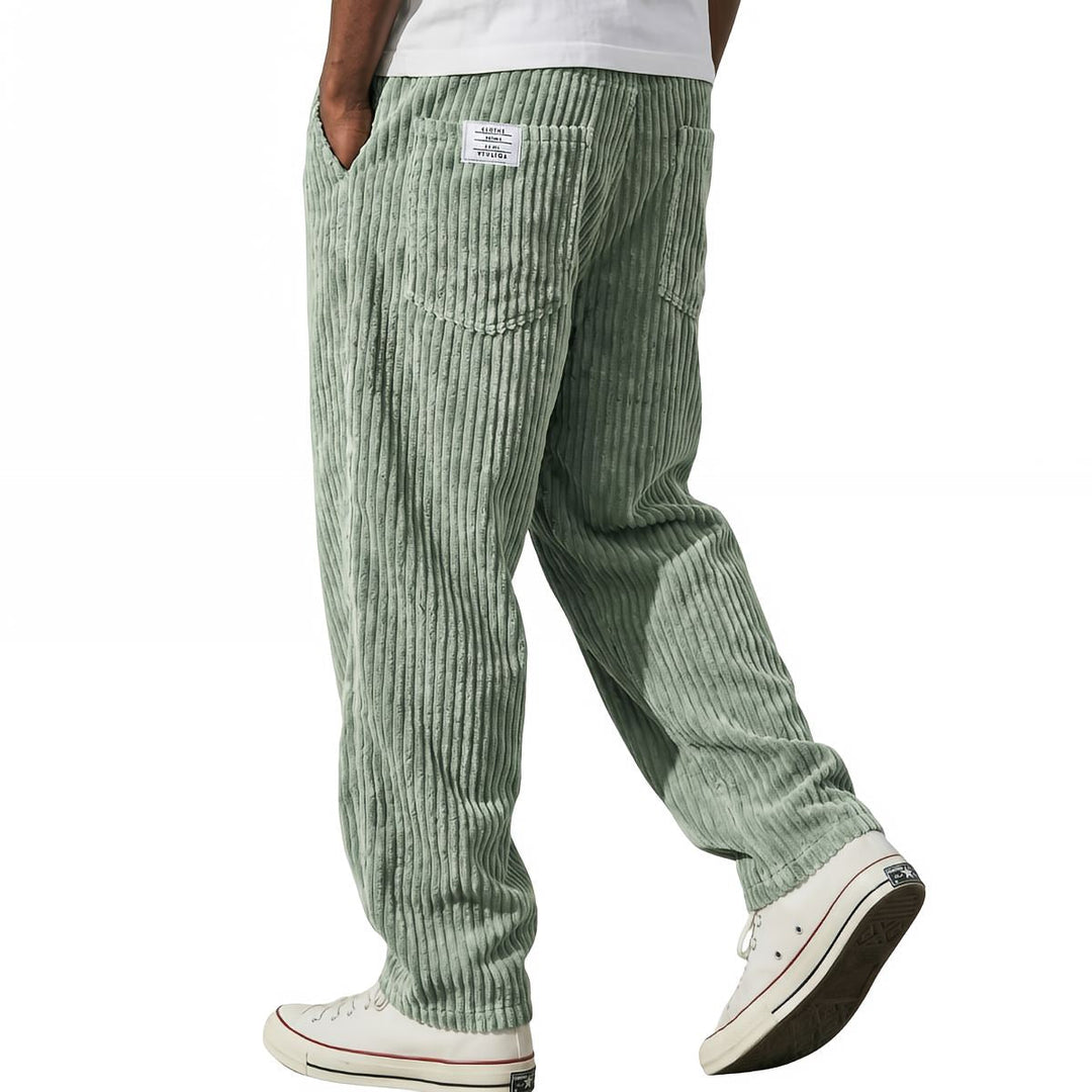 Pantalon Laurent en velours côtelé, coloris vert clair