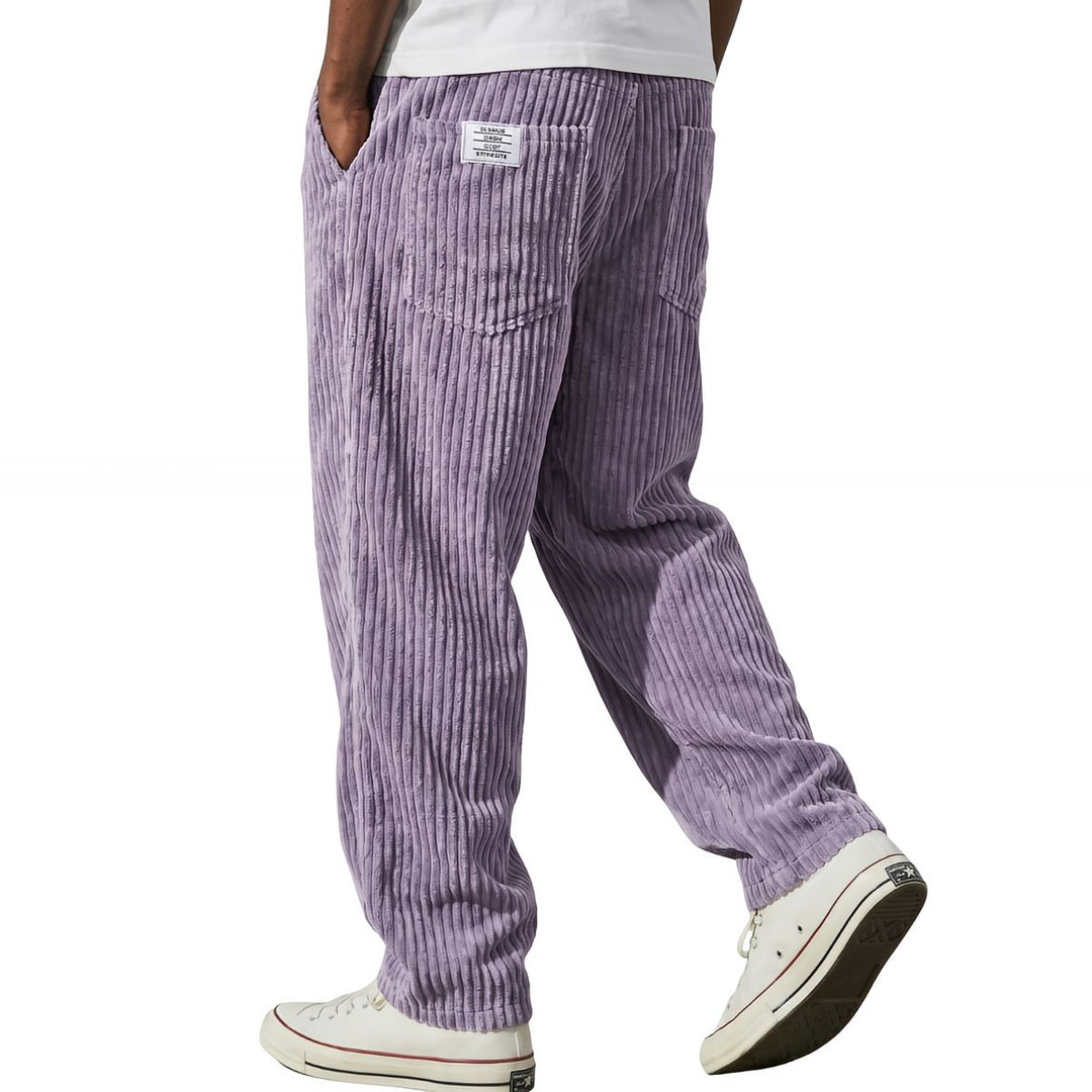 Pantalon Laurent en velours côtelé, coloris lilas