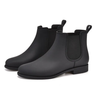 Bottines Chelsea de pluie Camille pour femme, noir mat