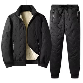 Ensemble thermique homme Gaspard noir – veste et pantalon doublés polaire