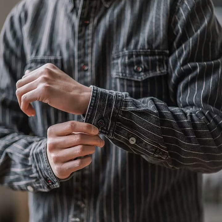 CHEMISE À RAYURES MANCHES LONGUES POUR HOMME