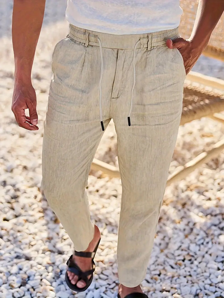 Clément™ | Pantalon large en lin avec cordon