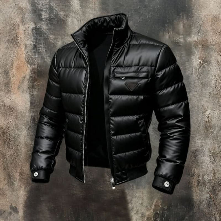 Doudoune matelassée effet cuir Victor pour homme, noire