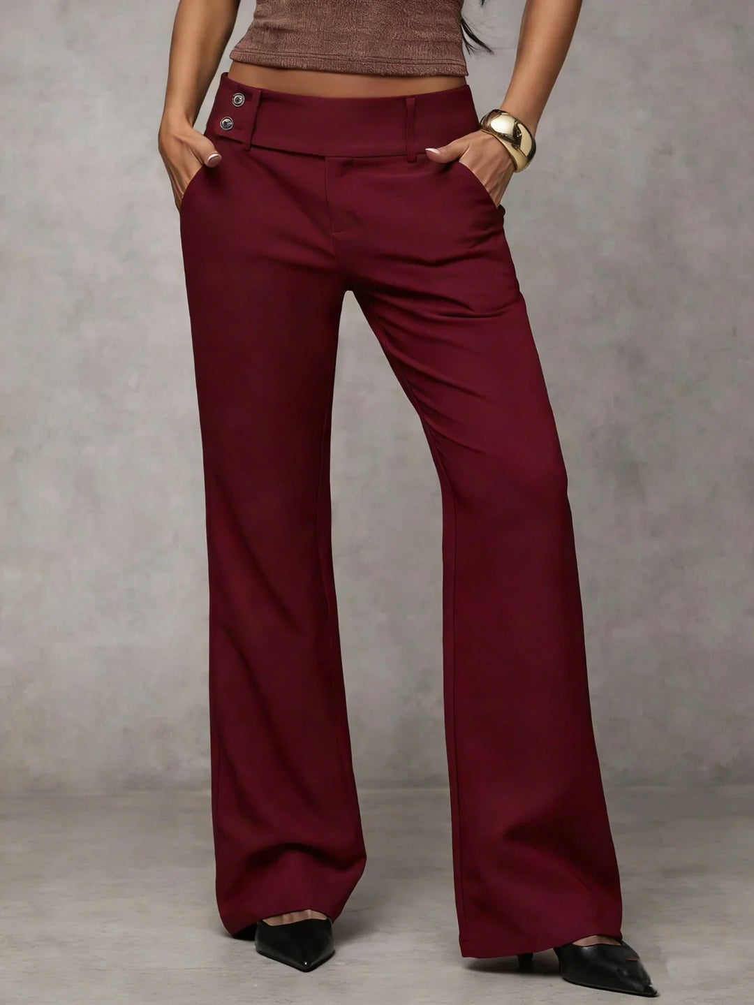 Pantalon large Odile, coloris bordeaux