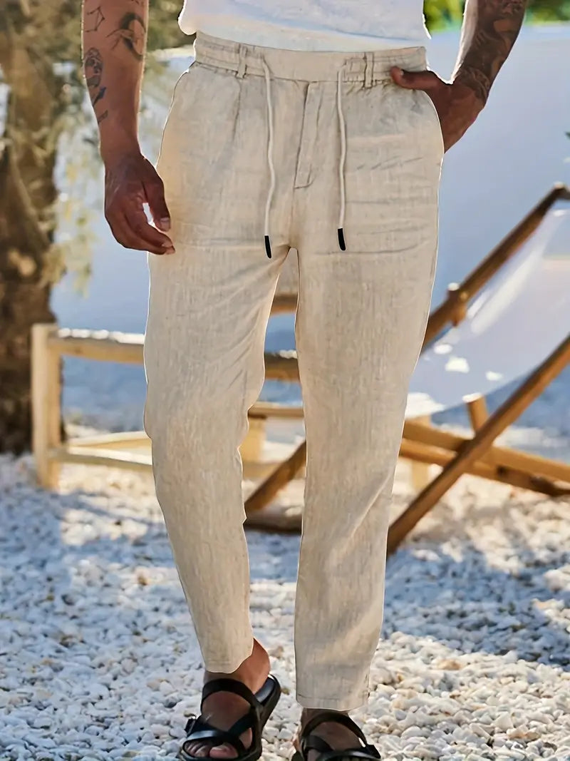 Clément™ | Pantalon large en lin avec cordon