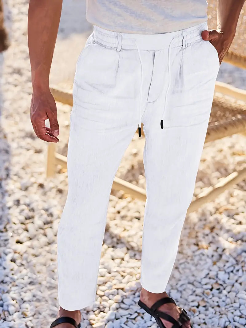 Clément™ | Pantalon large en lin avec cordon