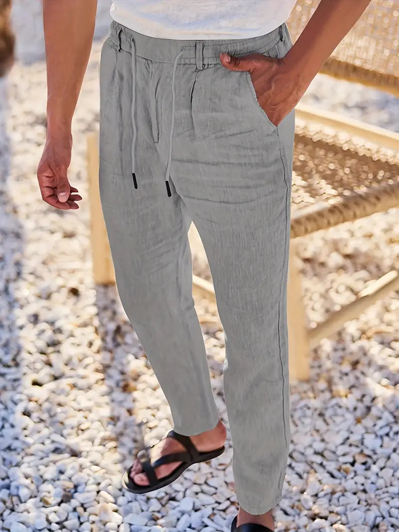 Clément™ | Pantalon large en lin avec cordon