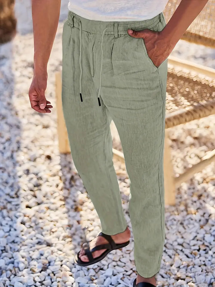 Clément™ | Pantalon large en lin avec cordon