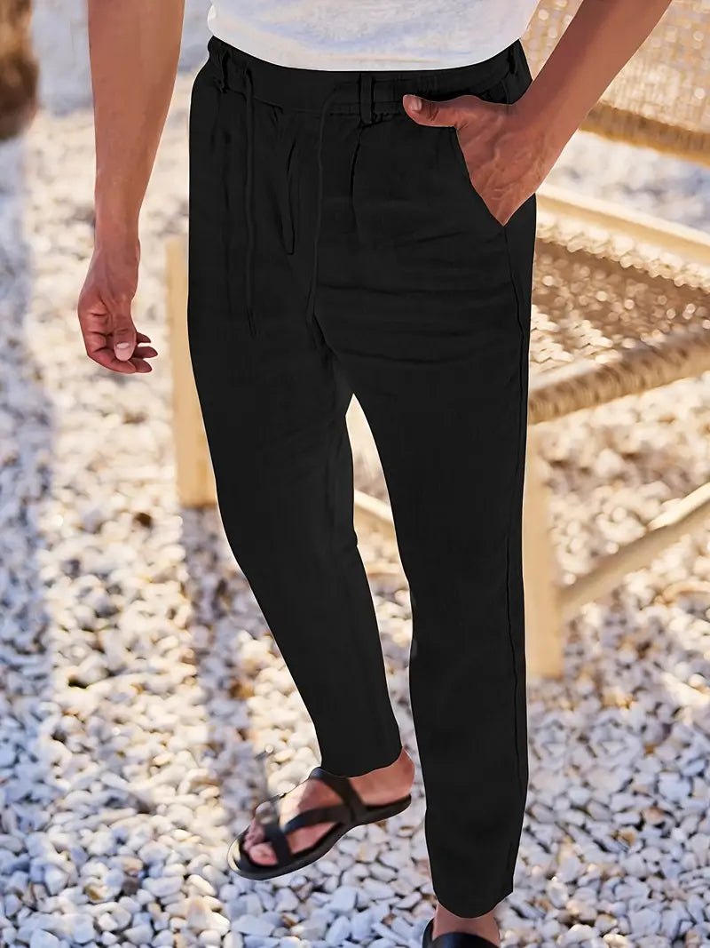 Clément™ | Pantalon large en lin avec cordon
