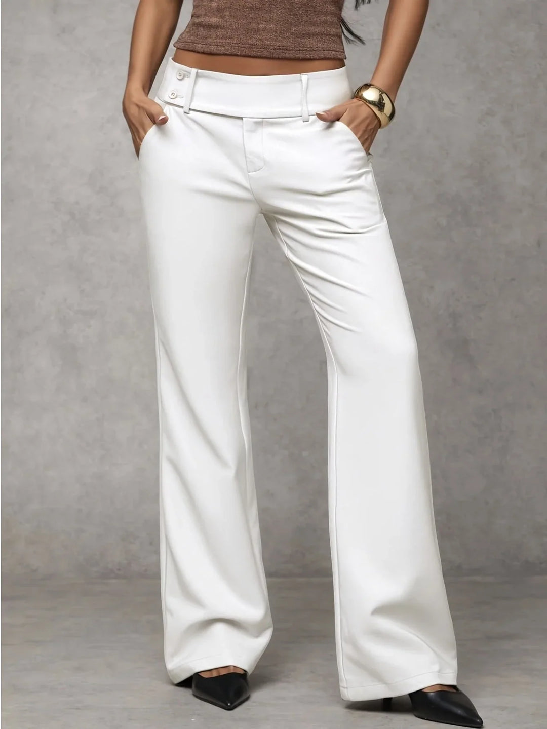 Pantalon large Odile, coloris blanc