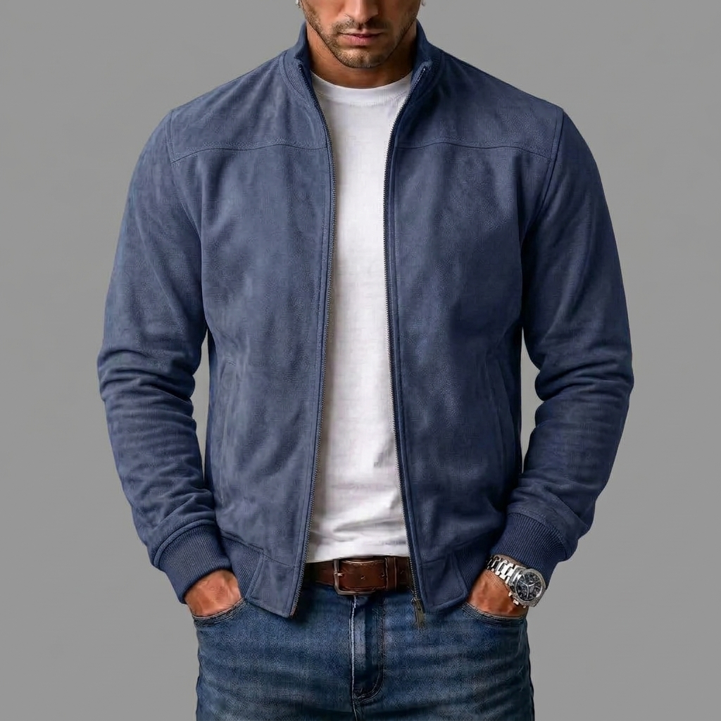 Lucien™ blouson bomber effet daim – bleu marine