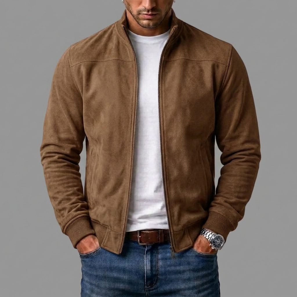 Lucien™ blouson bomber effet daim – marron