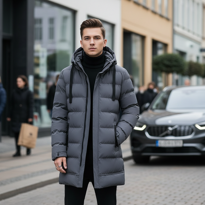 Leon™ | Veste matelassée longue pour hommes avec capuche