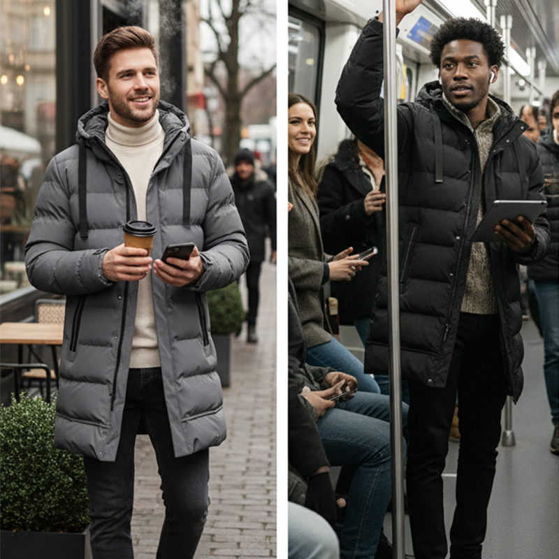 Leon™ | Veste matelassée longue pour hommes avec capuche