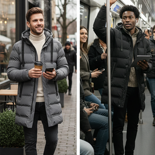 Leon™ | Veste matelassée longue pour hommes avec capuche