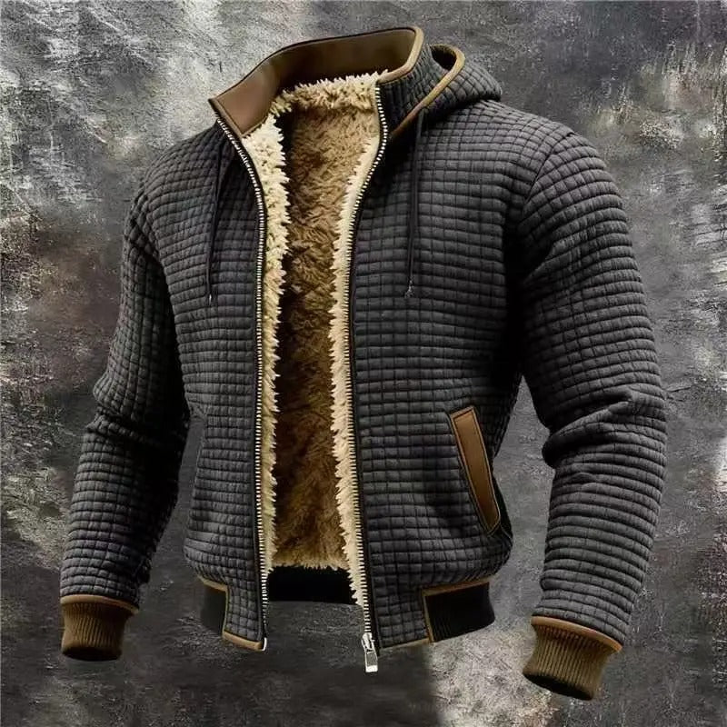 Lukas™ | Veste bomber en tissu gaufré avec capuche